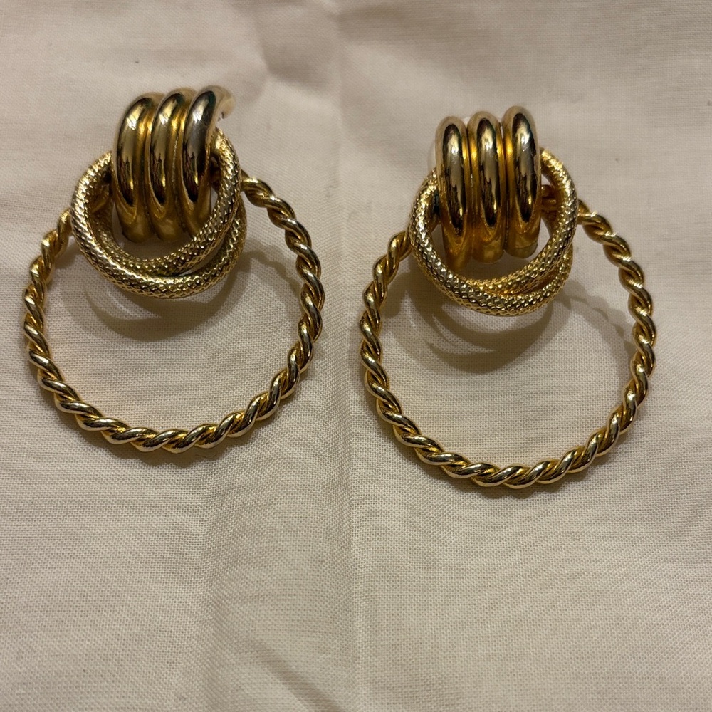 Elegant Statement Gold tone Earrings